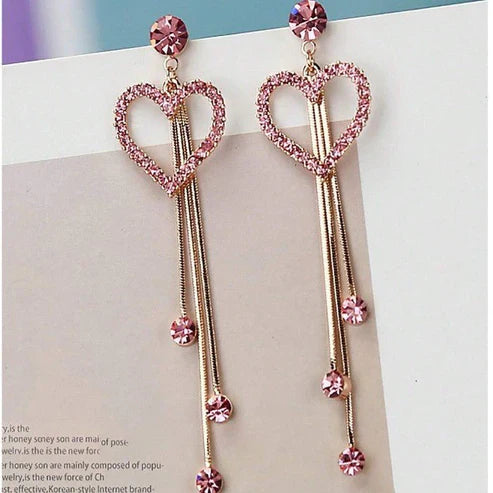 Love Shining Zircon Long Fringe Earrings